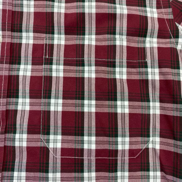 Nordstrom Dress Shirt Men's Shop M Red Black Plaid Wrinkle Free Button Down Polo - Picture 3 of 8